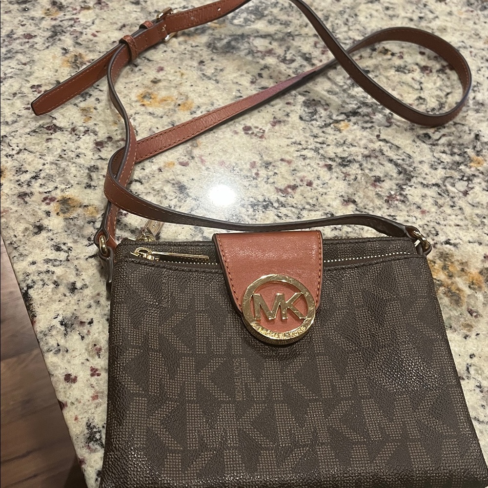 Michael Kors Brown and Tan Crossbody Bag